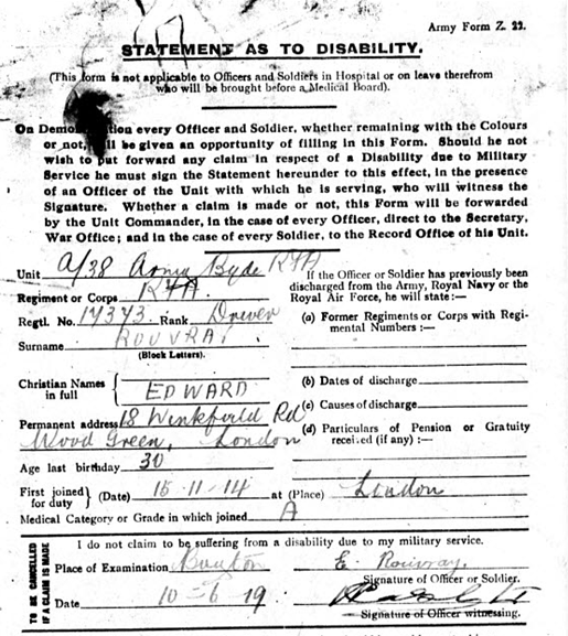 Thomas Edward Disability Waiver form